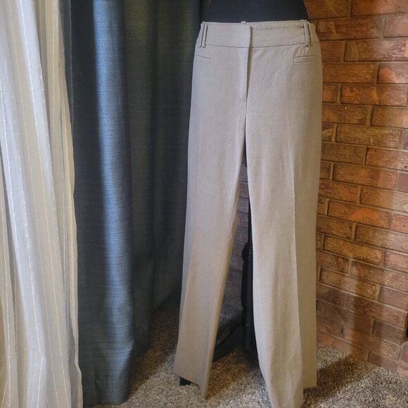 LOFT Pants - LOFT Women's Taupe Flat Front Straight Leg w/"Slight" Flair Trousers - Size 12
